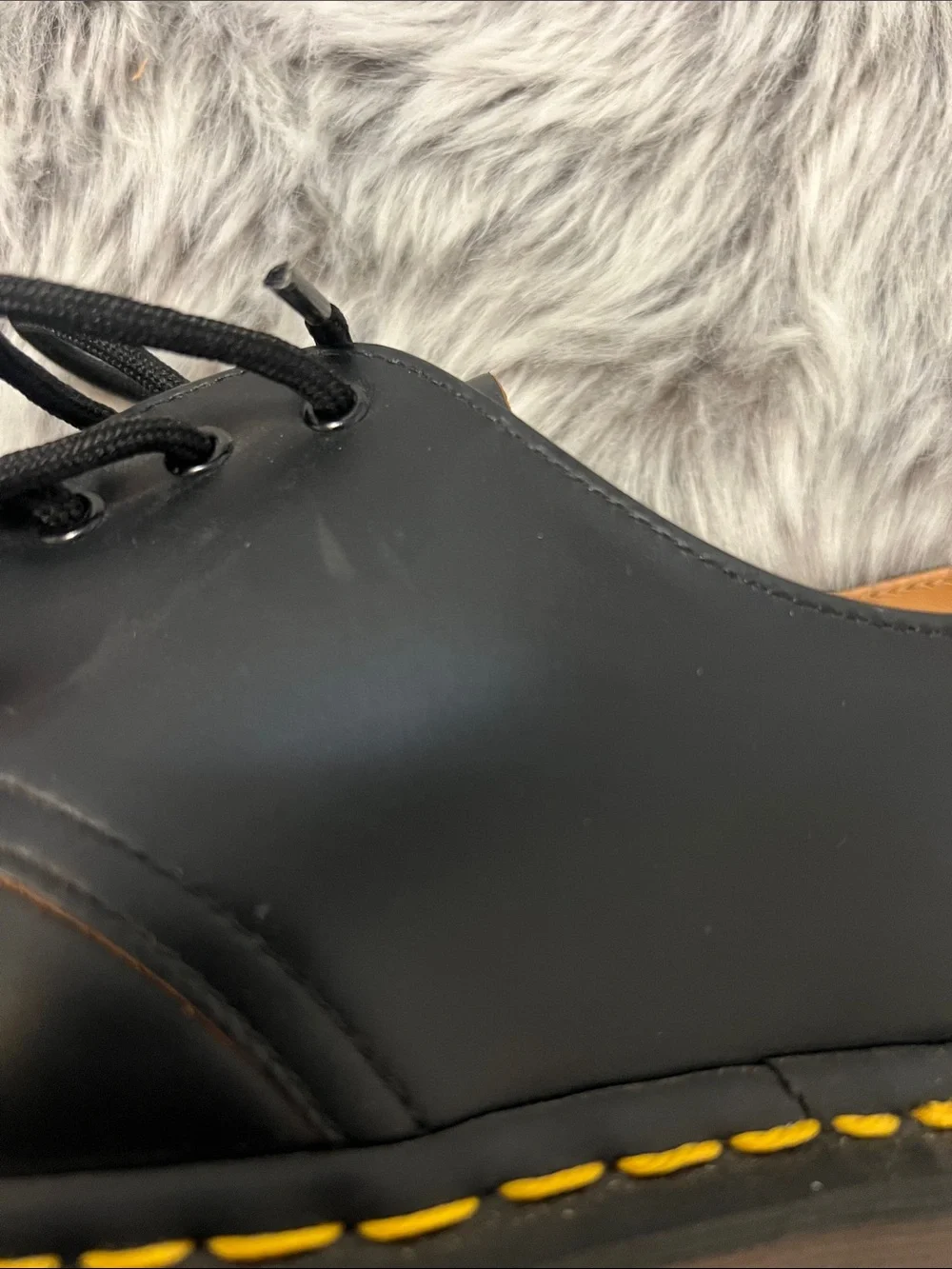 Dr. Martens 1461 Classic Black Men’s Lace-Up Shoes with Yellow Stitching